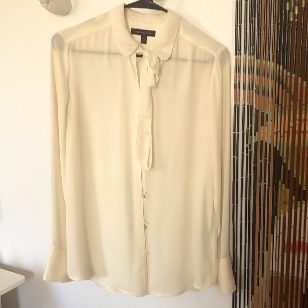 BR semi-sheet pussy bow shirt